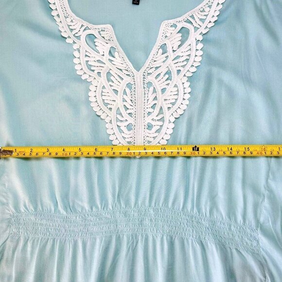 NWOT Anthropologie Chaudry KC Kimono Top Sz.L Blue Crochet Beach Cottage Boho - Picture 8 of 12